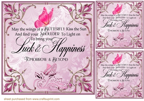 3 Purple Butterfly verse card front/toppers