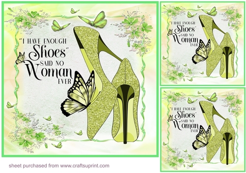 3 Green-Yellow I have enough (shoe) card front/toppers