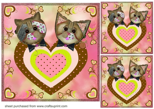 3 Love cats card front/toppers