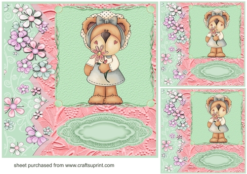 3 Garden bear card front/toppers 2