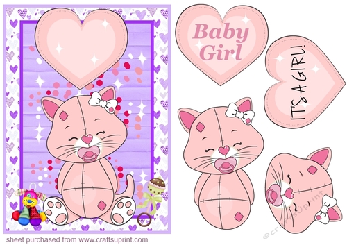 Baby kitty girl card front 2