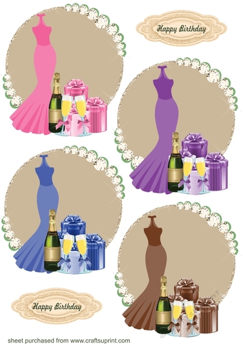 4 Assorted colour ladies birthday toppers