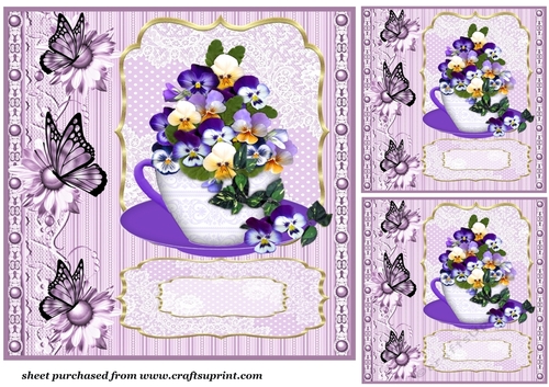 3 Floral cup card front/toppers 6