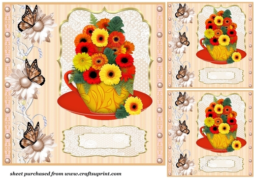 3 Floral cup card front/toppers 8