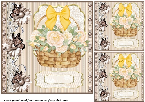 3 Basket of roses card front/toppers