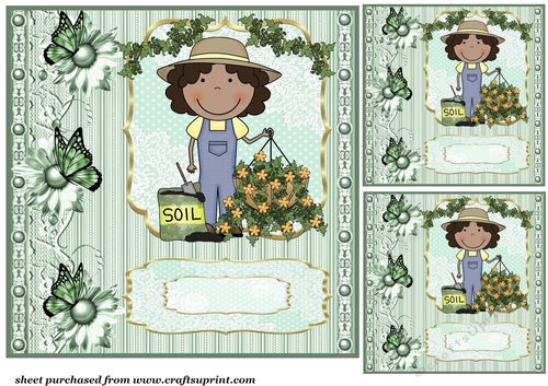3 The green gardener card front/toppers