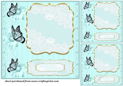 3 Aqua floral card front/topper blanks