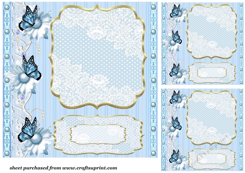 3 Blue floral card front/topper blanks 2