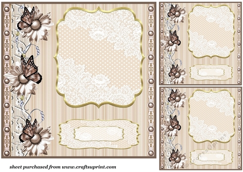 3 Chocolate floral card front/topper blanks 