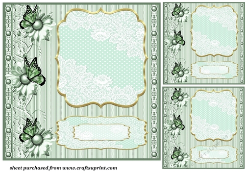 3 Green floral card front/topper blanks 1