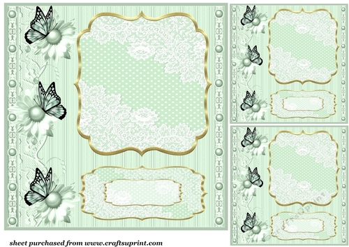 3 Green floral card front/topper blanks 2