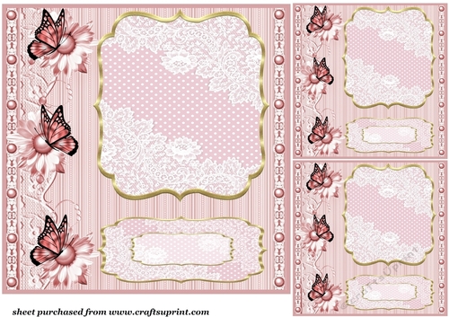 3 Pink floral card front/topper blanks 1