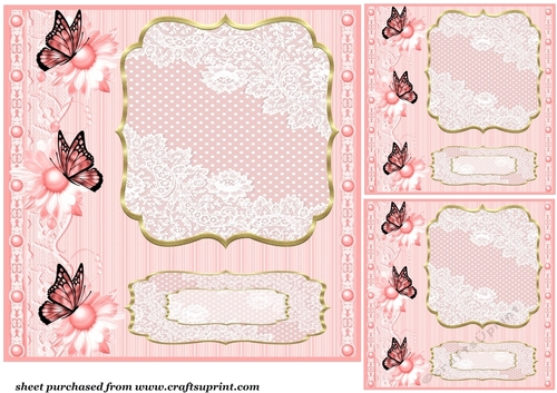 3 Pink floral card front/topper blanks 2