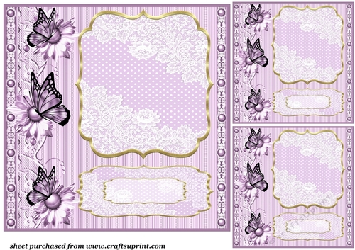 3 Purple floral card front/topper blanks 1