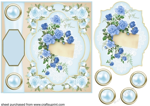 Blue floral card front 