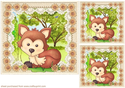 3 Floral fox card front/toppers 2