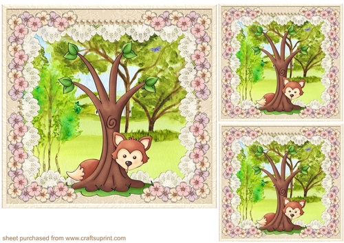 3 Floral fox card front/toppers 3