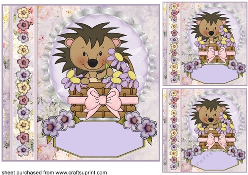 3 Floral hedgehog card front/toppers