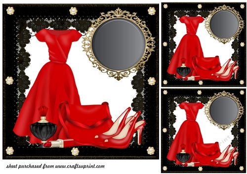 3 Black and red ladies accessories card front/toppers