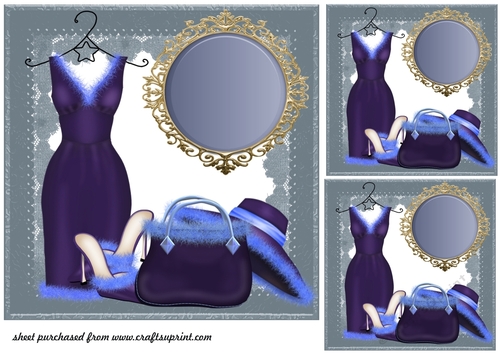 3 Blue ladies accessories card front/toppers