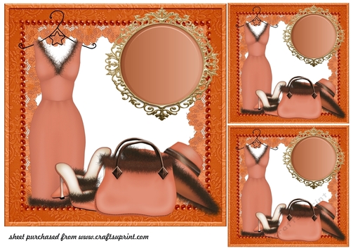 3 Burnt orange ladies accessories card front/toppers