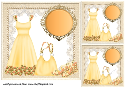 3 Yellow summer ladies accessories card front/toppers