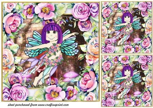 3 Floral fairy card front/toppers 1