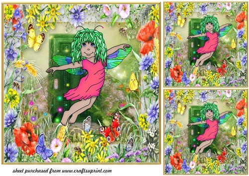3 Floral fairy card front/toppers 2