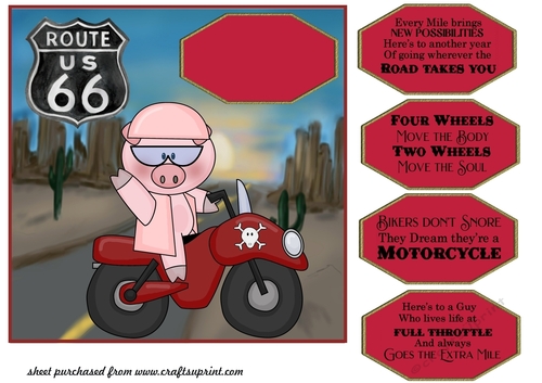 Red biker pig card front(side)