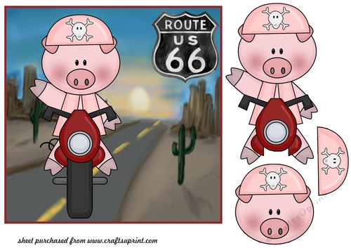 Red piggy biker card front(front)