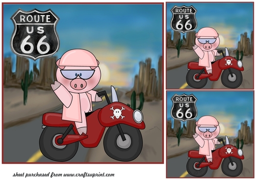 3 Red piggy biker card front/topper