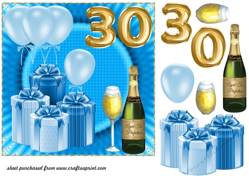 Age 30 Blue Birthday card front