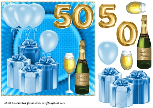 Age 50 Blue Birthday card front
