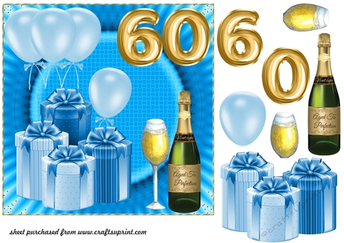 Age 60 Blue Birthday card front