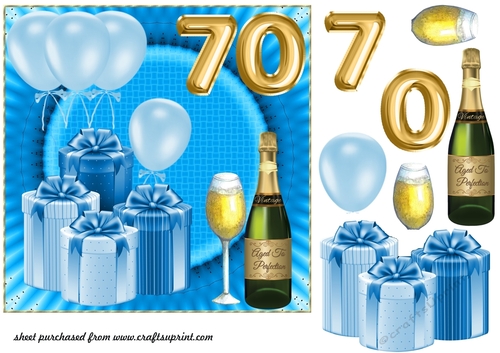 Age 70 Blue Birthday card front
