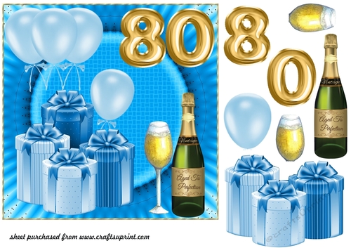 Age 80 Blue Birthday card front