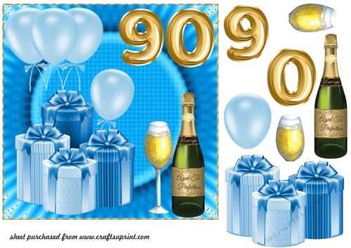 Age 90 Blue Birthday card front