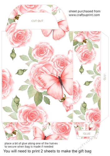 Pink roses gift bag 2