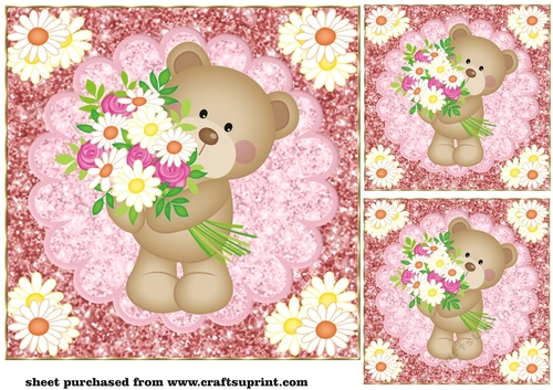 3 Cute teddy card front/toppers 1
