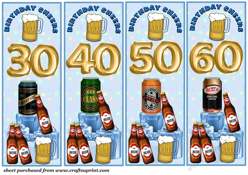 4 Birthday beer toppers