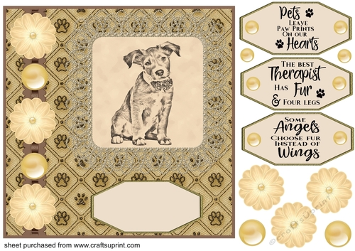 Dog pencil drawing topper card front 5