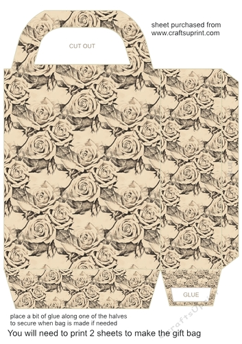 Floral pencil drawing gift bag 2
