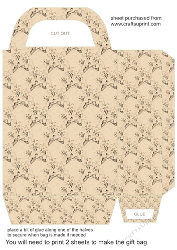 Floral pencil drawing gift bag 5