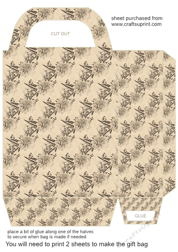 Floral pencil drawing gift bag 11