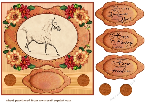 Pencil drawing horse topper card front 1