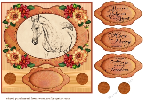 Pencil drawing horse topper card front 2