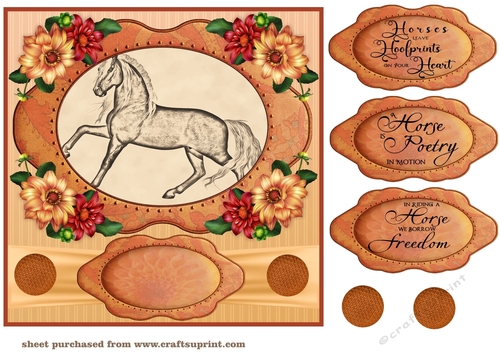 Pencil drawing horse topper card front 3