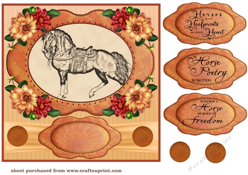 Pencil drawing horse topper card front 4