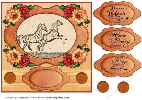 Pencil drawing horse topper card front 7