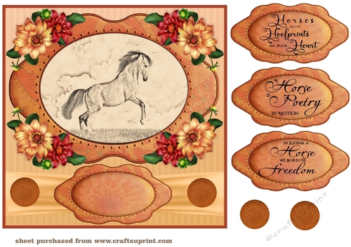 Pencil drawing horse topper card front 10